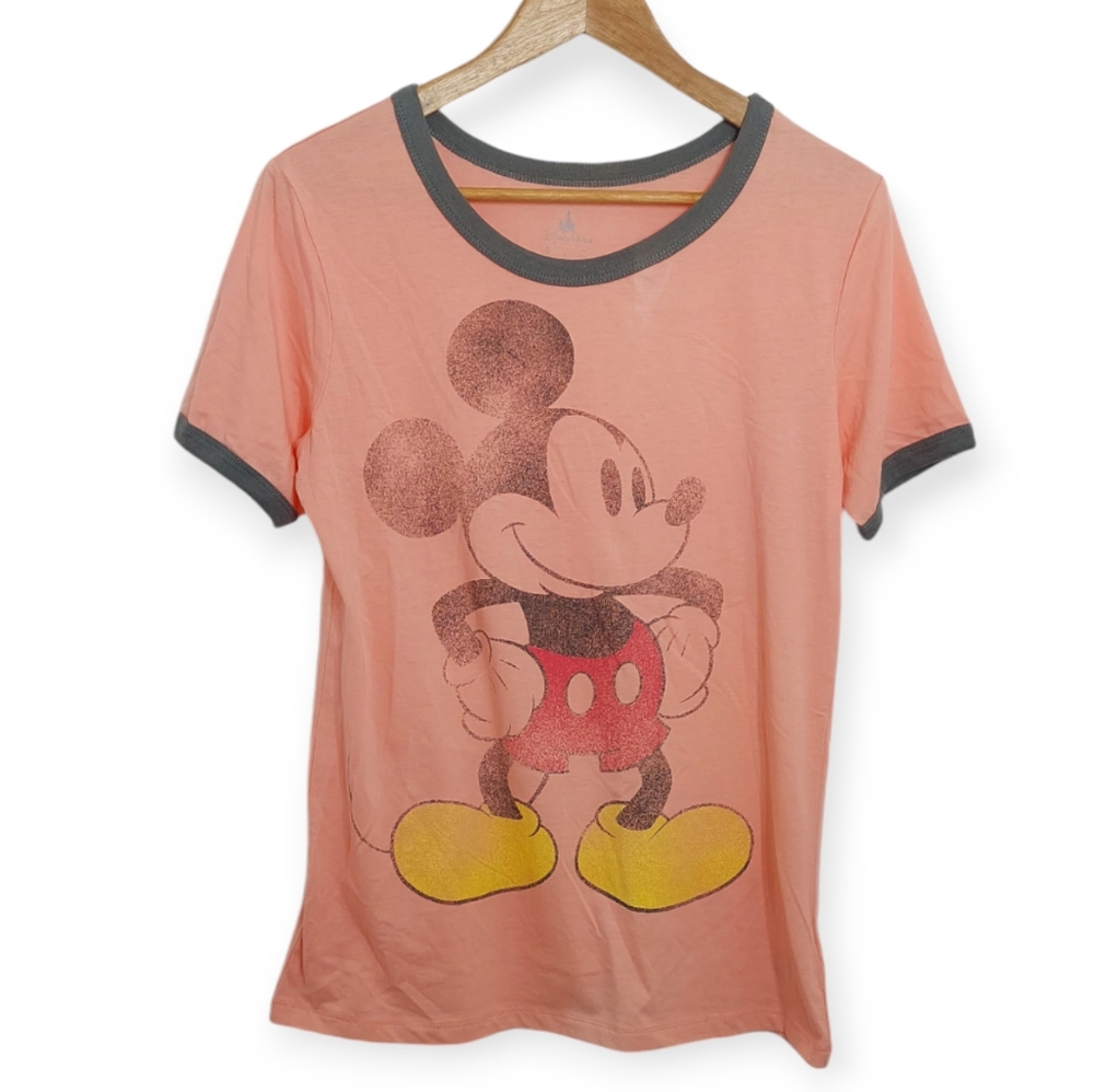 Disney Parks Women's Size Large Shirt Top Mickey Mouse Light Peach Coral